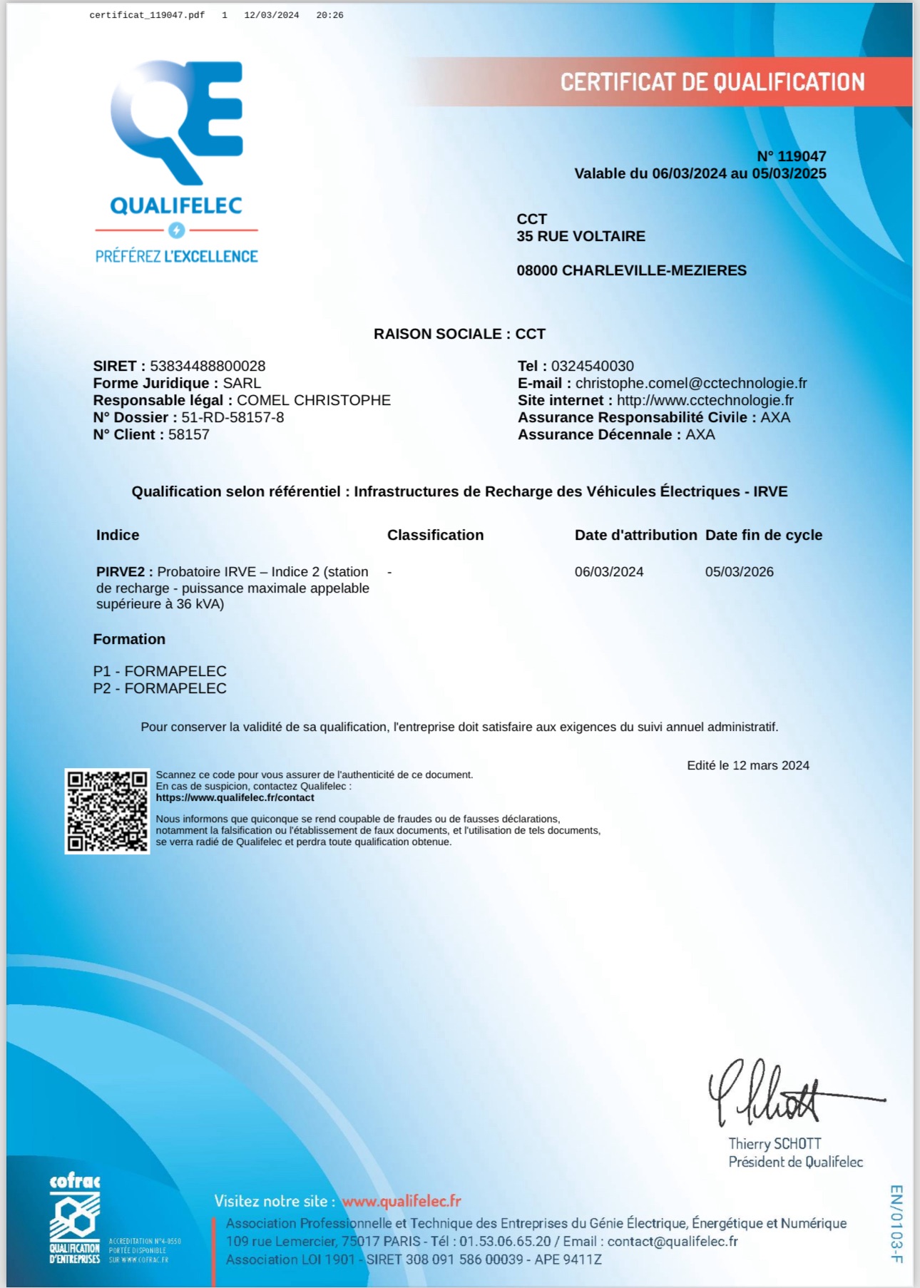 Installation borne VE
